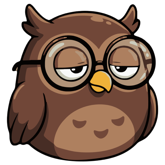 Sleepy Owl: generated from the prompt "sleepy owl with thick round glasses"